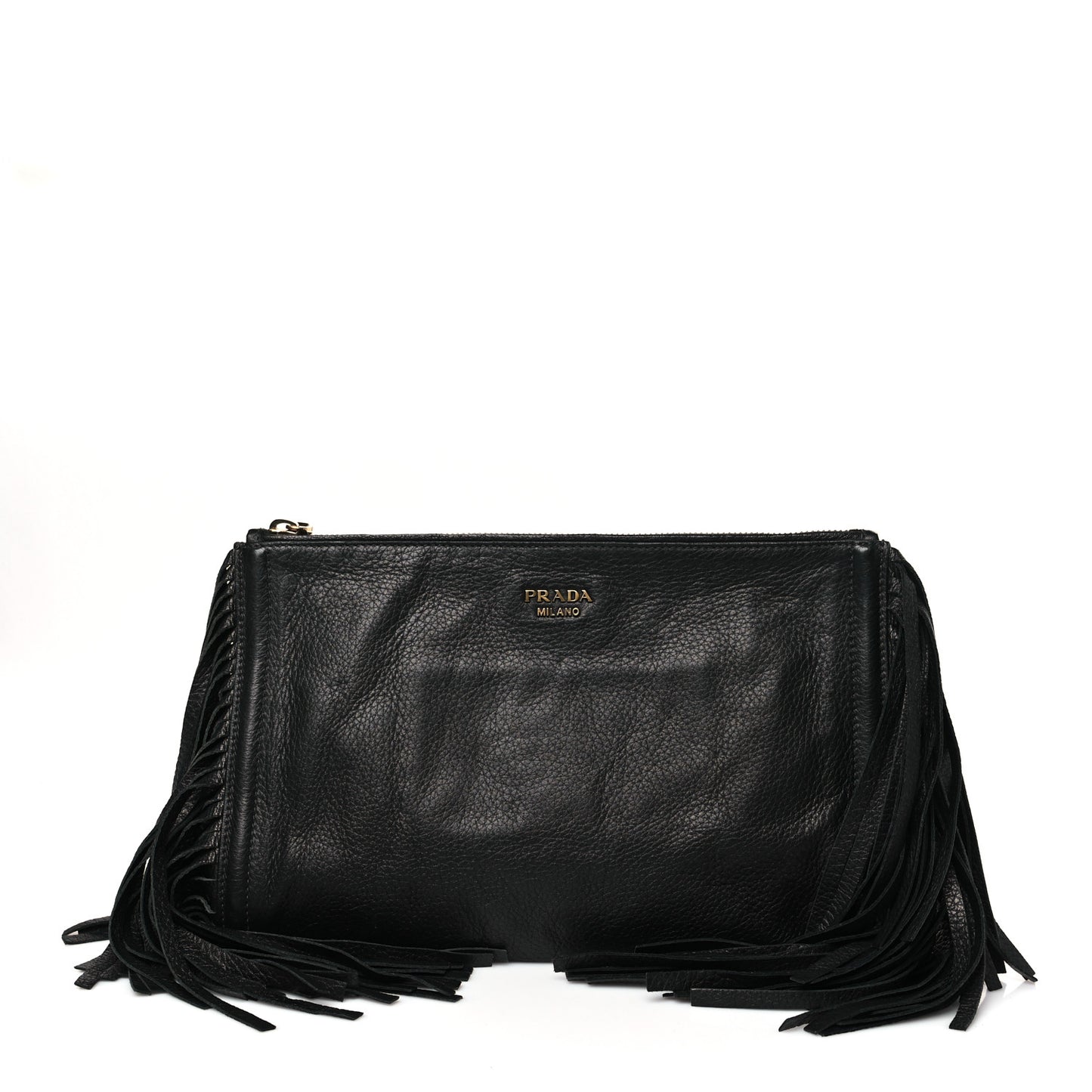 Cervo Deerskin Fringe Clutch Black