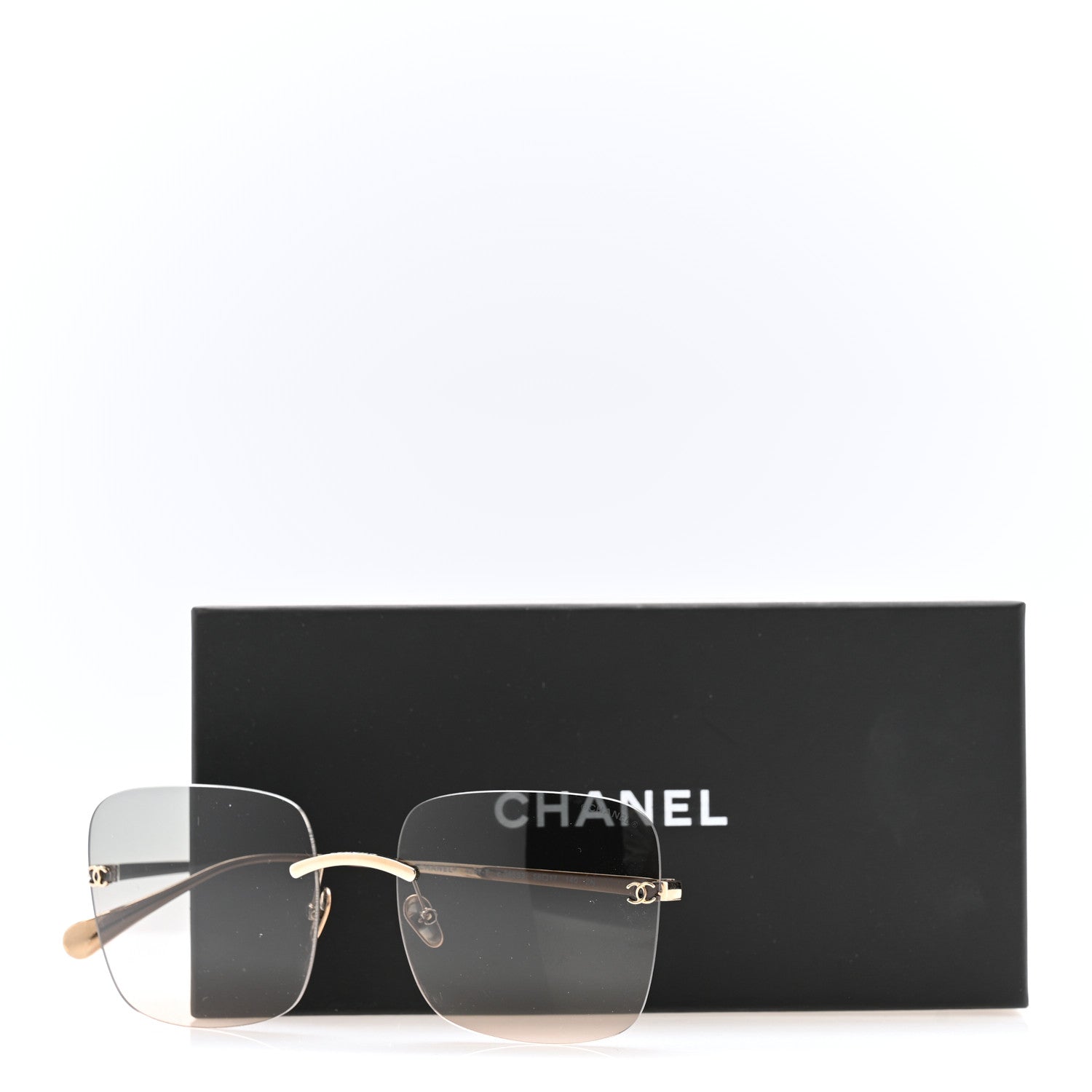 Chanel Titanium Rimless Square Sunglasses 4287-T Gold Gradient Green 8 of 8