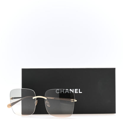 Chanel Titanium Rimless Square Sunglasses 4287-T Gold Gradient Green 8 of 8