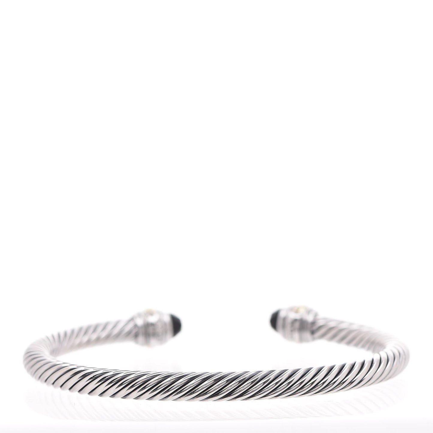 Sterling Silver 14K Yellow Gold Black Onyx 5mm Cable Classics Bracelet