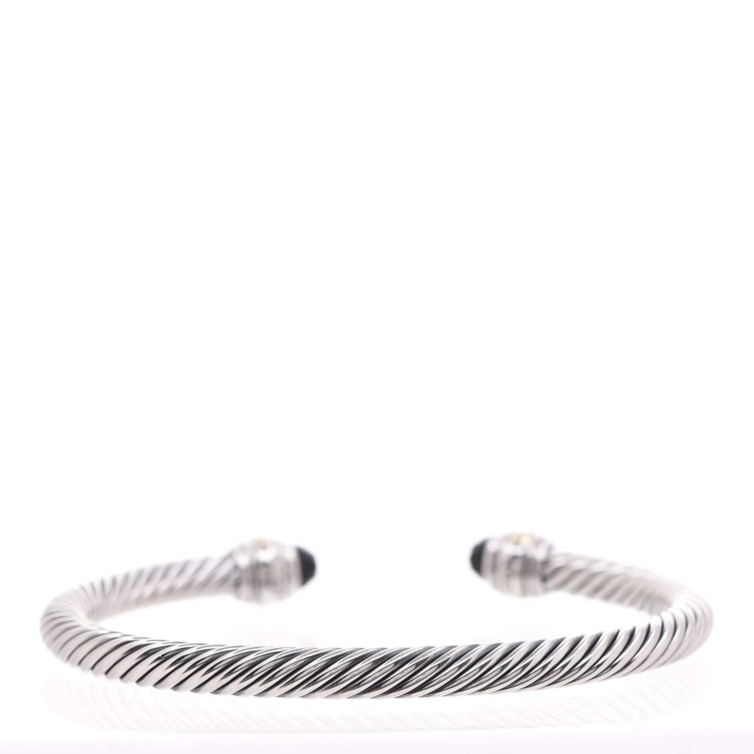 David Yurman Sterling Silver 14K Yellow Gold Black Onyx 5mm Cable Classics Bracelet 3 of 5