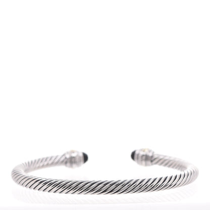 David Yurman Sterling Silver 14K Yellow Gold Black Onyx 5mm Cable Classics Bracelet 3 of 5