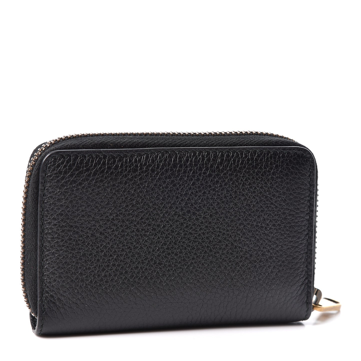 Calfskin Logo Zip Around Card Case Black