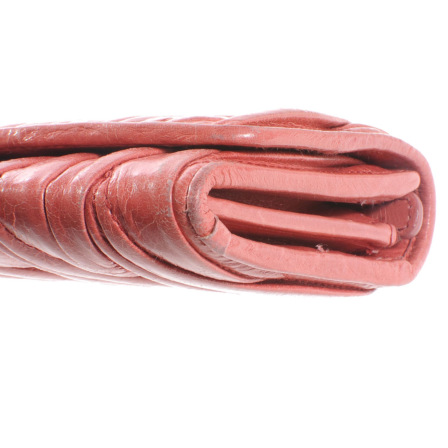 Leather Matelasse Wallet Rose Pink