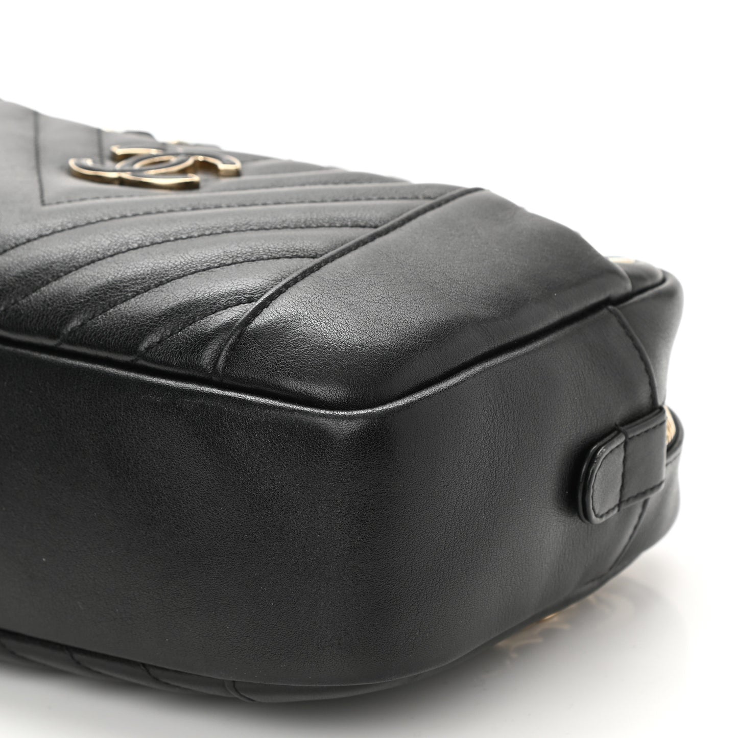 Calfskin Quilted Daily Chevron Camera Case Black