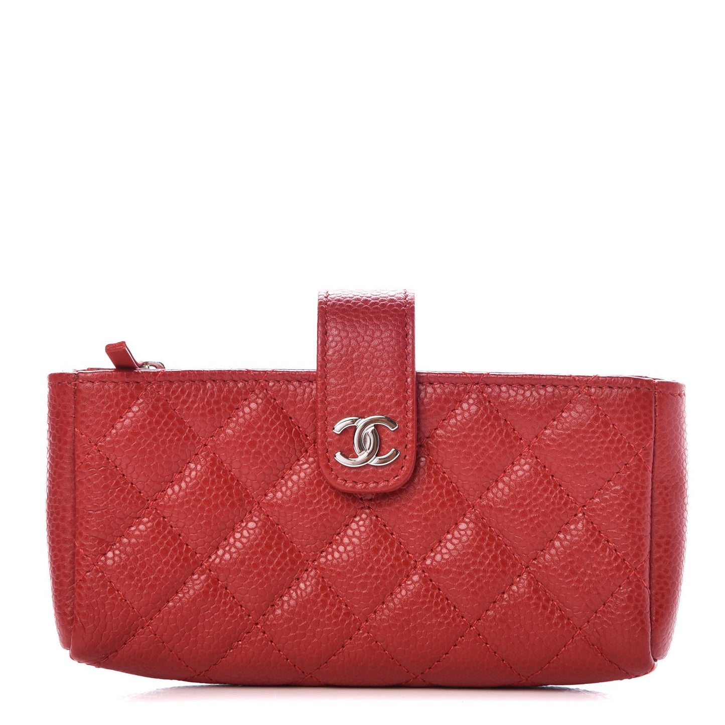 Caviar Quilted Mini Phone Holder Clutch Red