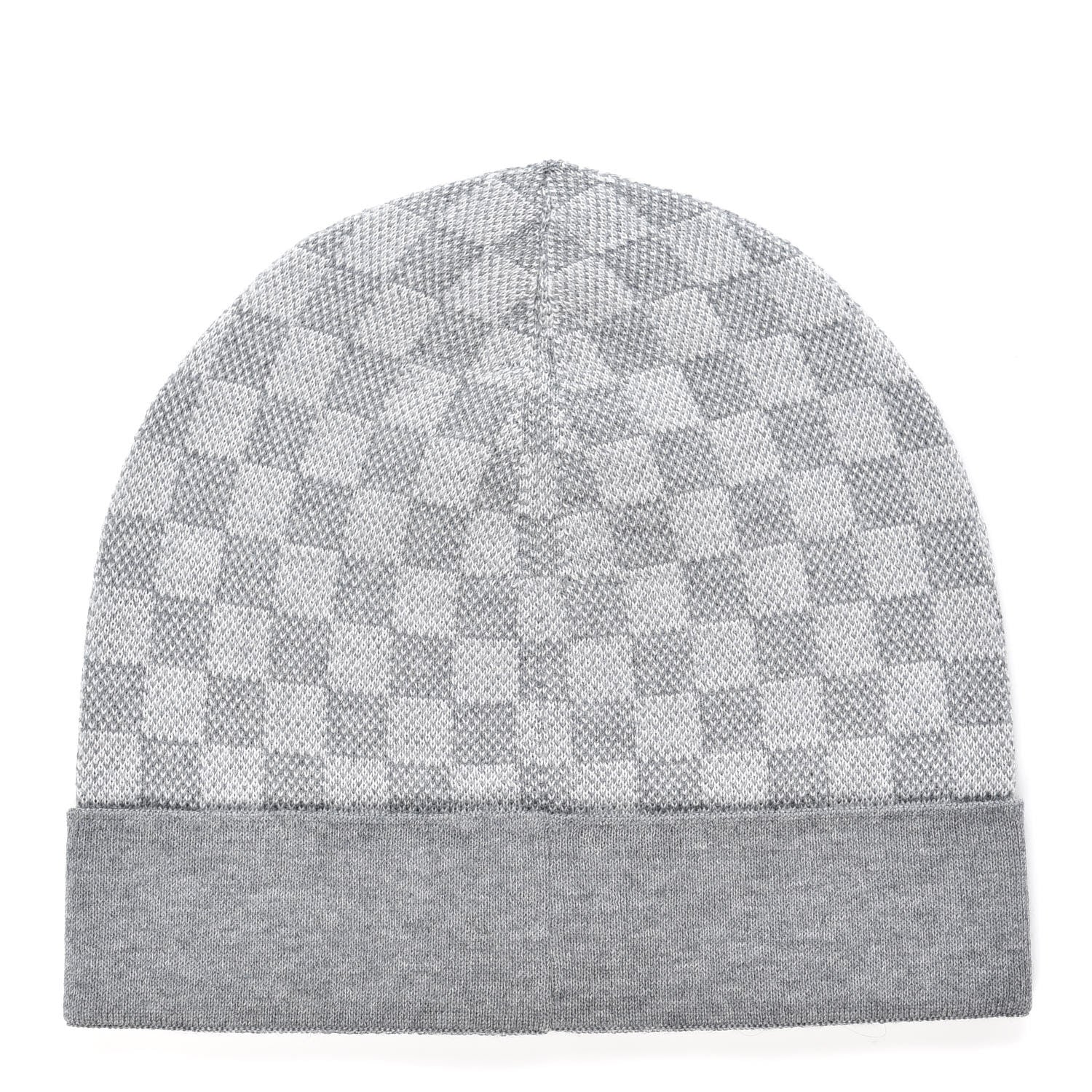 Louis Vuitton Wool Bonnet Petit Damier Beanie Hat Grey 710576