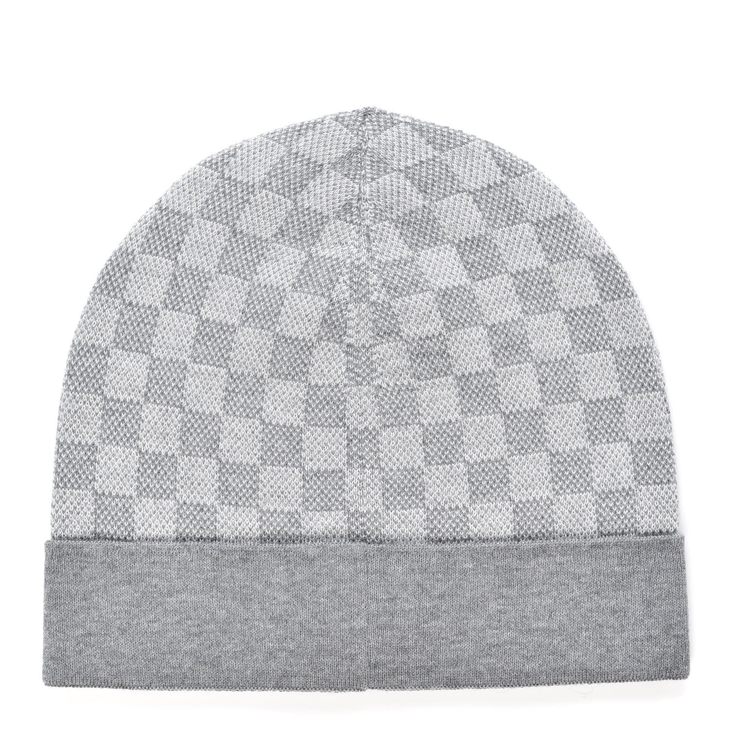 Wool Bonnet Petit Damier Beanie Hat Grey