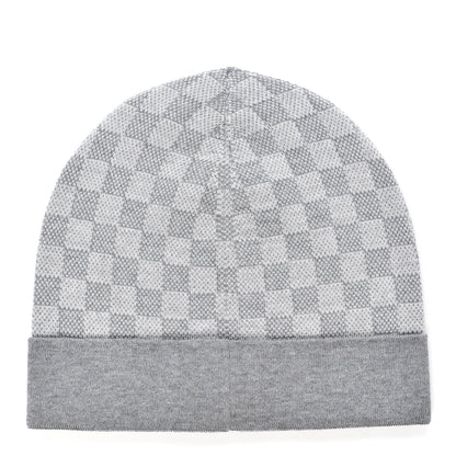 Louis Vuitton Wool Bonnet Petit Damier Beanie Hat Grey 2 of 4