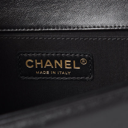 Chanel Lambskin Chevron Quilted Medium Boy Flap Black 6 of 9