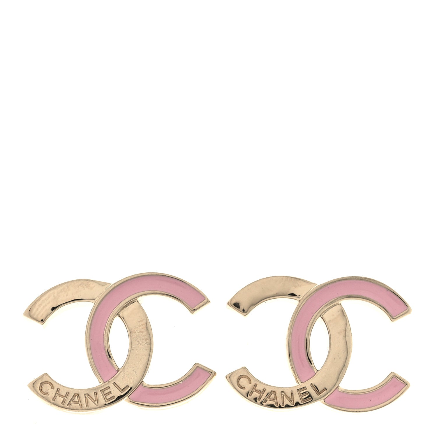 Chanel Metal Enamel CC Earrings Pink Gold 1 of 5
