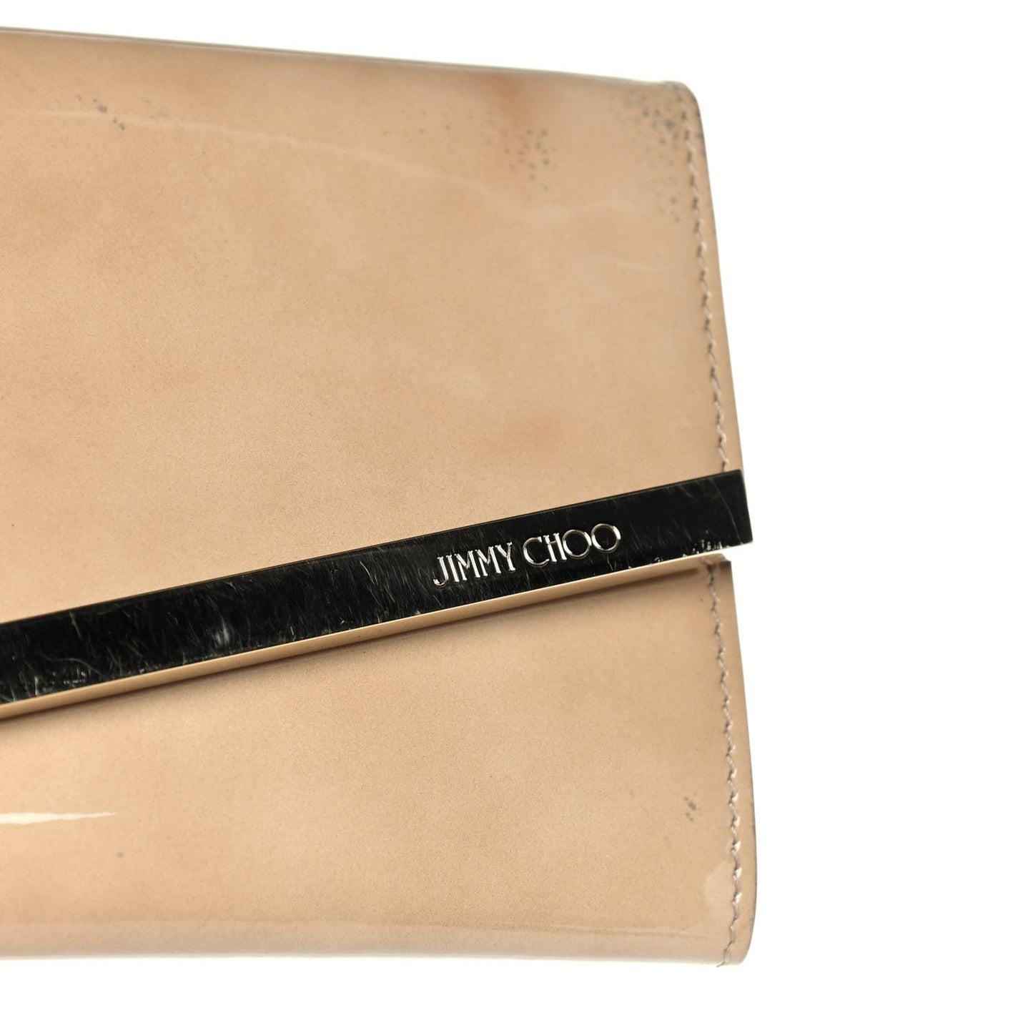 Patent Emmie Clutch Bag Beige