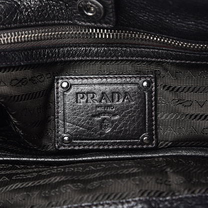 Prada Metallic Vitello Daino Shopping Tote Black 6 of 11