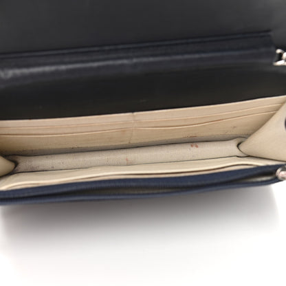 Chanel Grained Calfskin Diamond Stitched Wallet On Chain WOC Dark Navy White 5 of 14