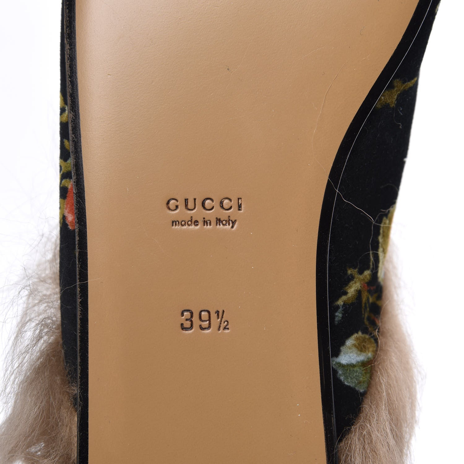 Gucci Velvet Fur Floral Womens Princetown Slippers 39.5 Black 7 of 7