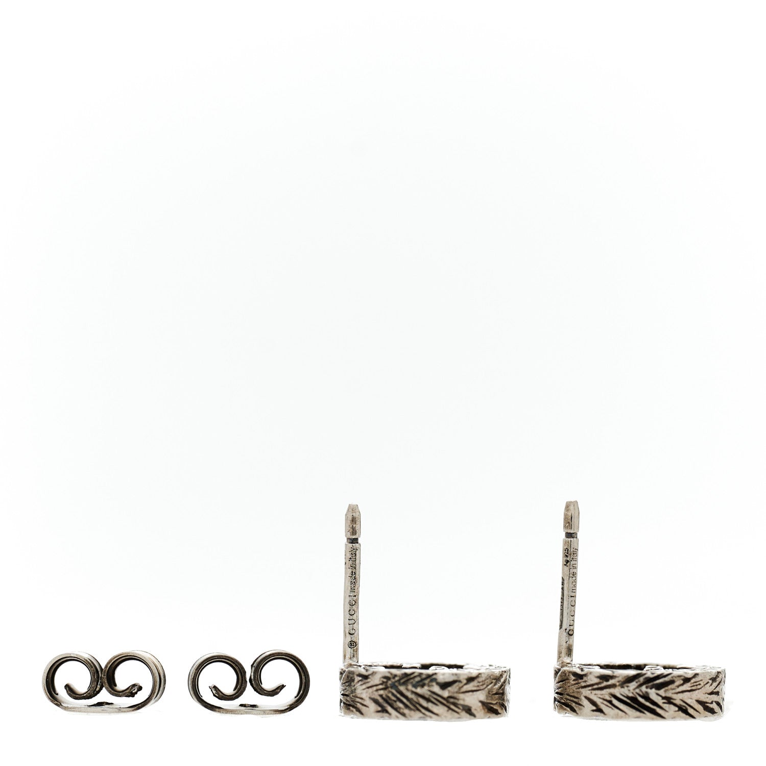 Gucci Sterling Silver Textured Interlocking G Stud Earrings 3 of 5