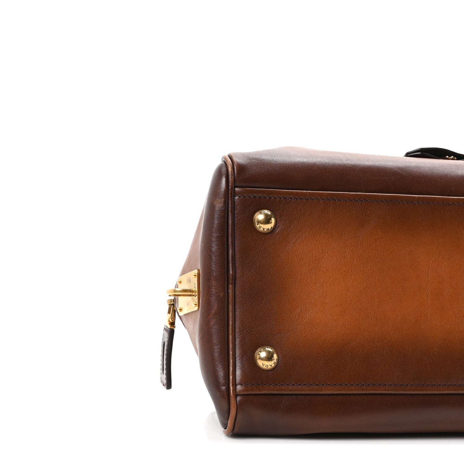 Prada Vitello Old Medium Bowling Bag Cognac 9 of 10
