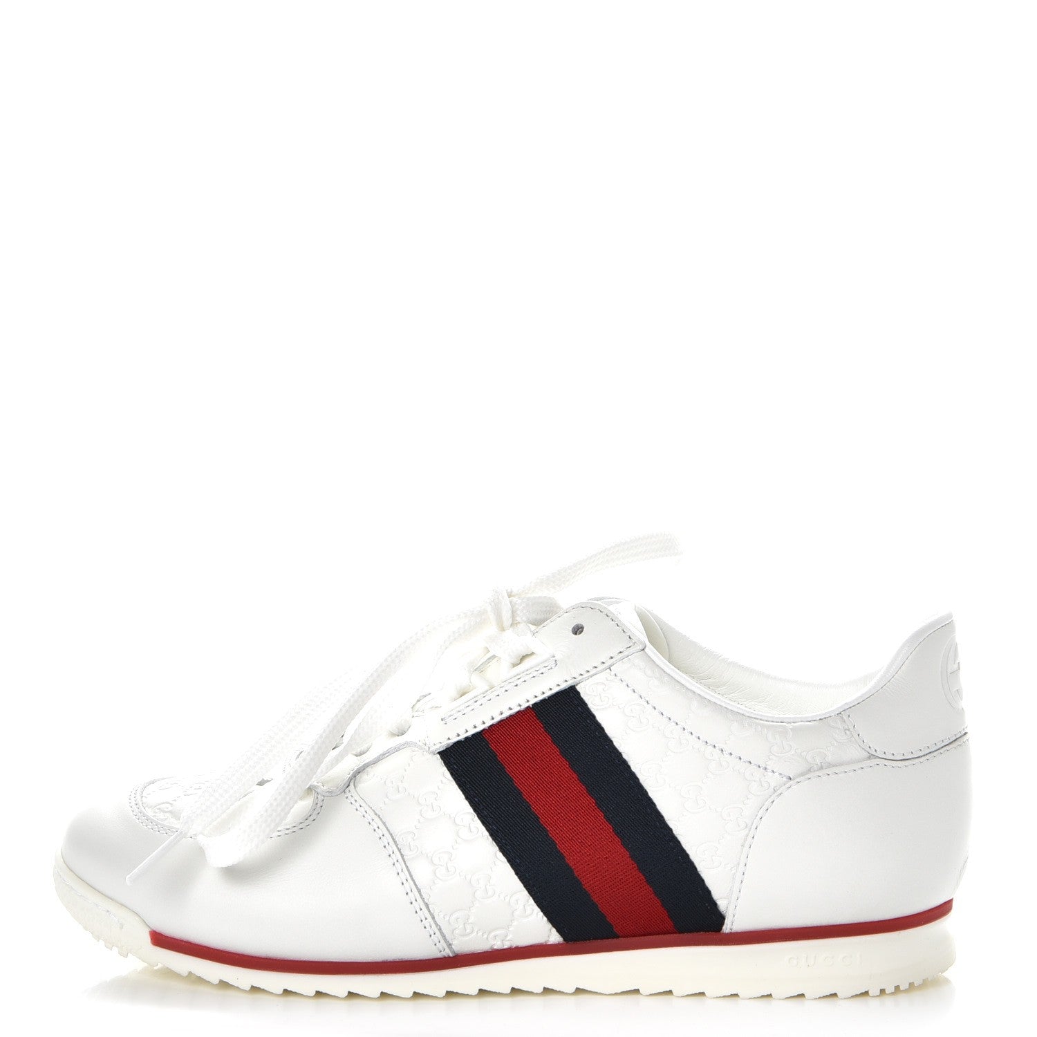 Gucci Guccissima Calfskin Web Mens Sneakers 36 White 1 of 9