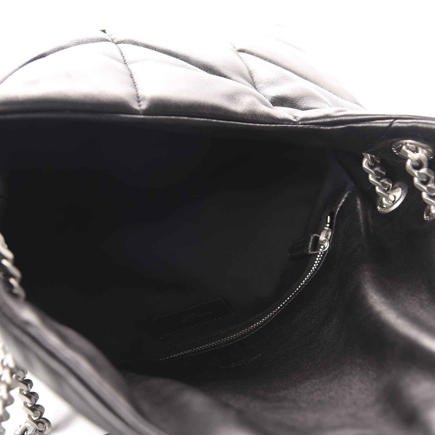Saint Laurent Lambskin Quilted Medium Loulou Puffer Monogram Chain Satchel Black 5 of 11