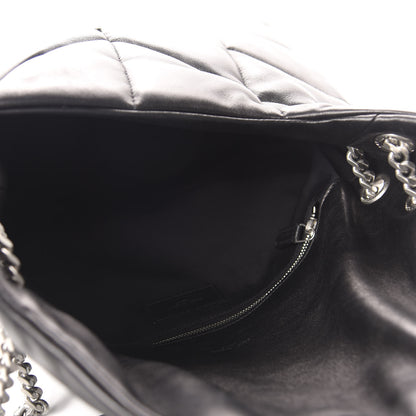 Saint Laurent Lambskin Quilted Medium Loulou Puffer Monogram Chain Satchel Black 5 of 11