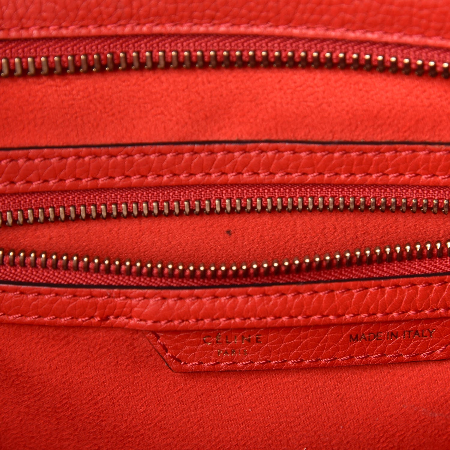 Celine Drummed Calfskin Mini Luggage Red 9 of 15