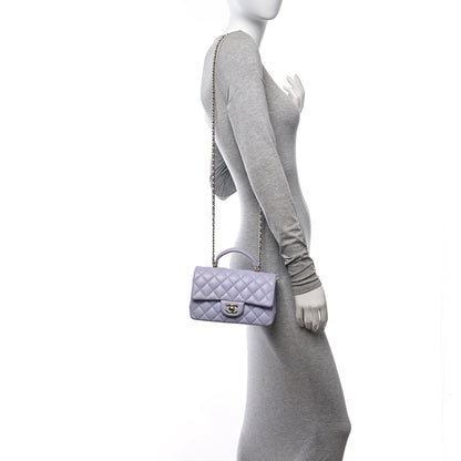 Chanel Lambskin Quilted Mini Top Handle Rectangular Flap Light Purple 2 of 13