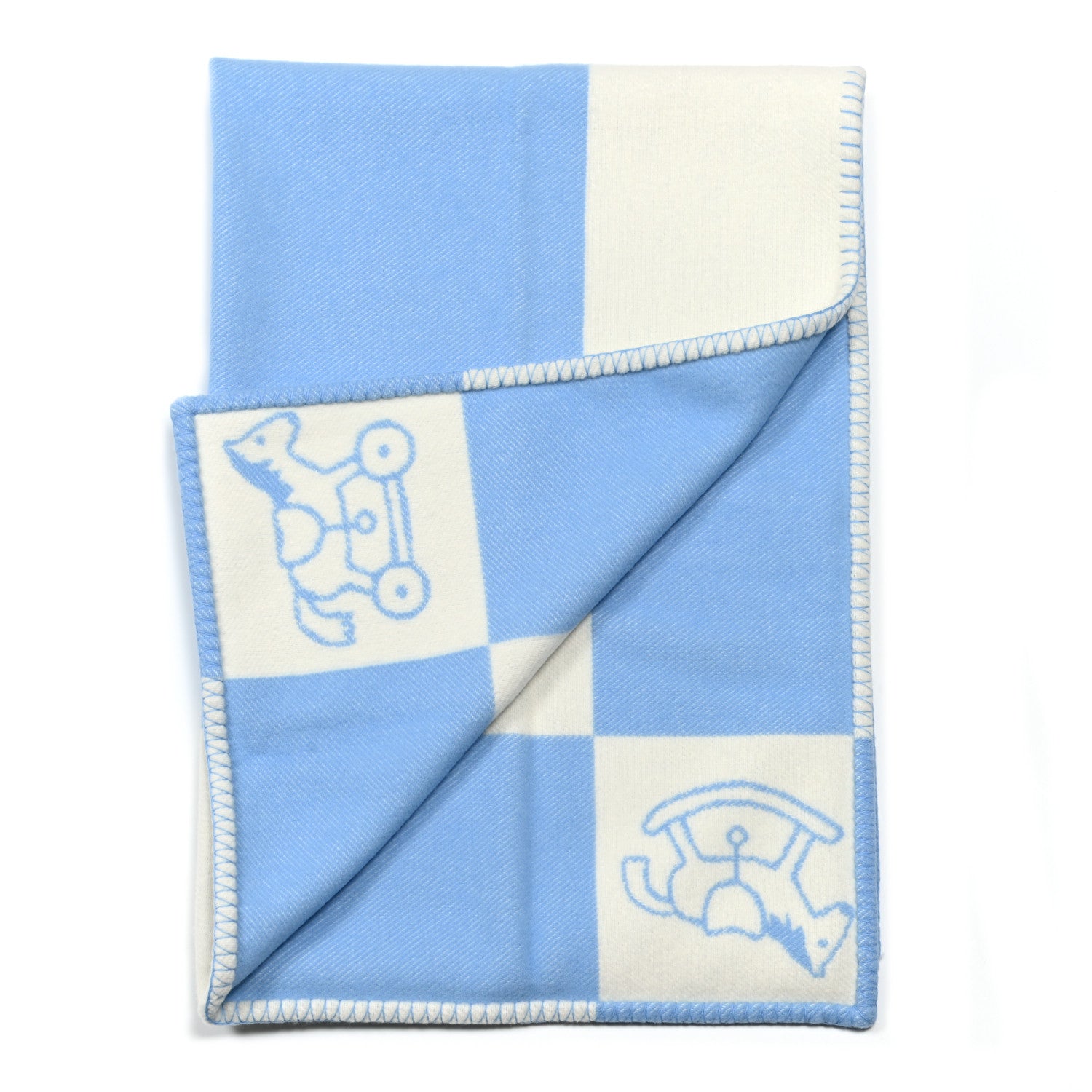 Hermes Wool Cashmere Adada Avalon Baby Blanket Blue Glacier 2 of 4