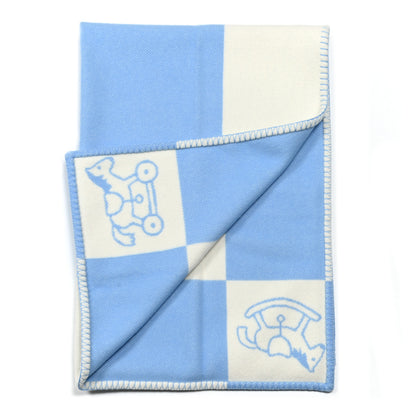 Hermes Wool Cashmere Adada Avalon Baby Blanket Blue Glacier 2 of 4