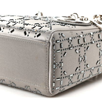 Christian Dior Satin Crystal Cannage Mini Lady Dior Gray 10 of 11