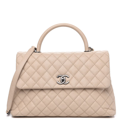 Chanel Caviar Quilted Medium Coco Handle Flap Light Beige 1 of 12
