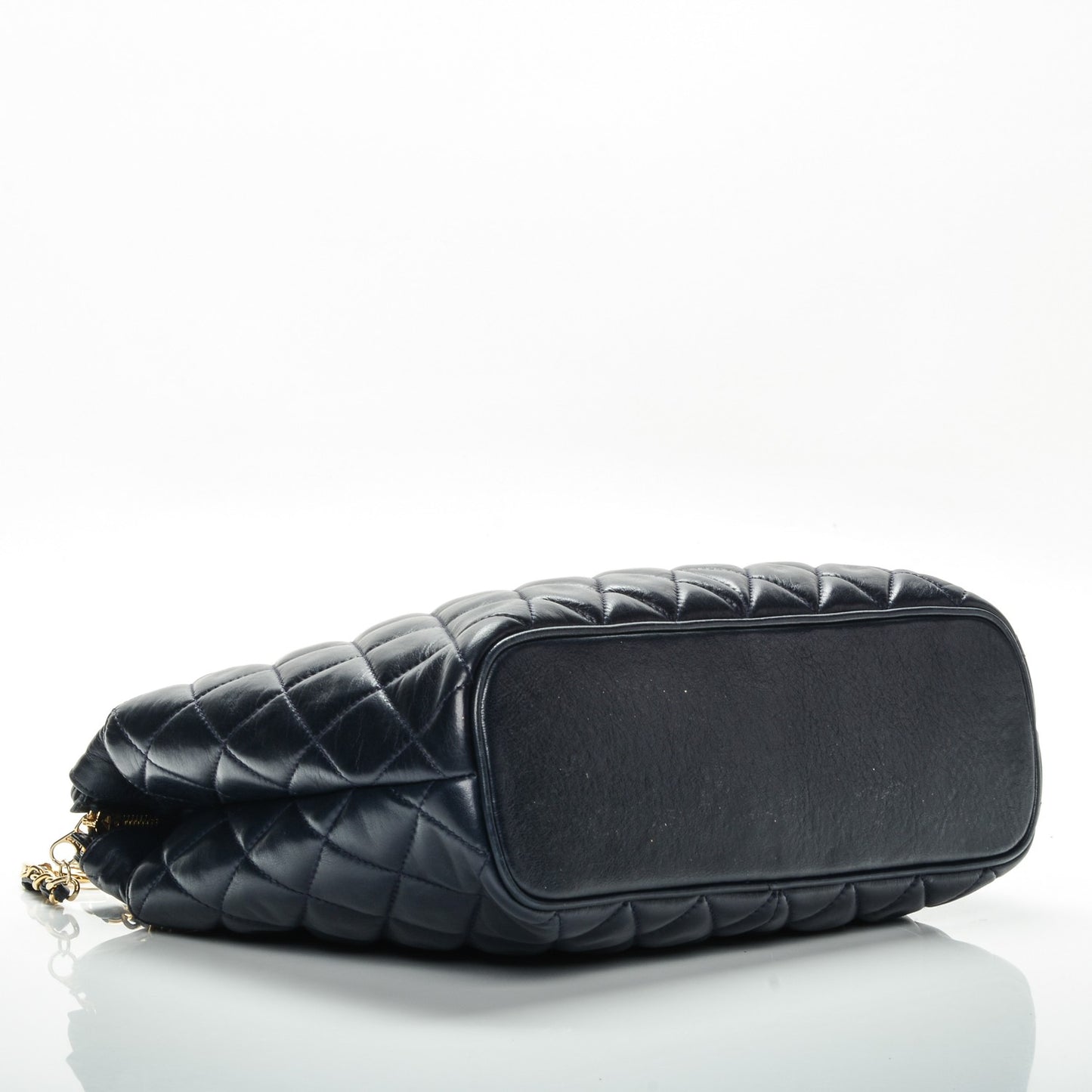 Lambskin Quilted Shoulder Bag Navy Blue