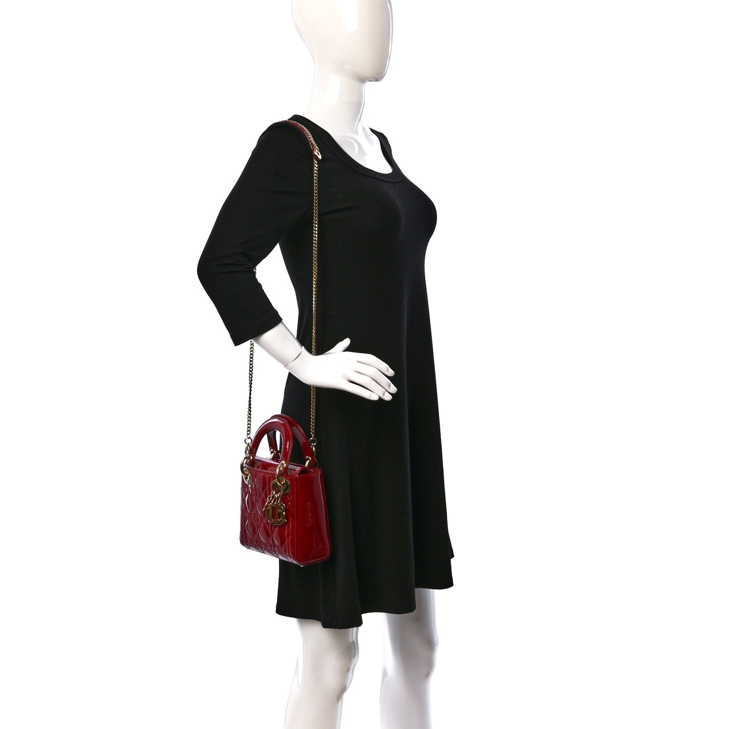 Patent Cannage Mini Lady Dior Red