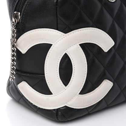 Chanel Calfskin Quilted Large Cambon Bowler Black White 12 of 17