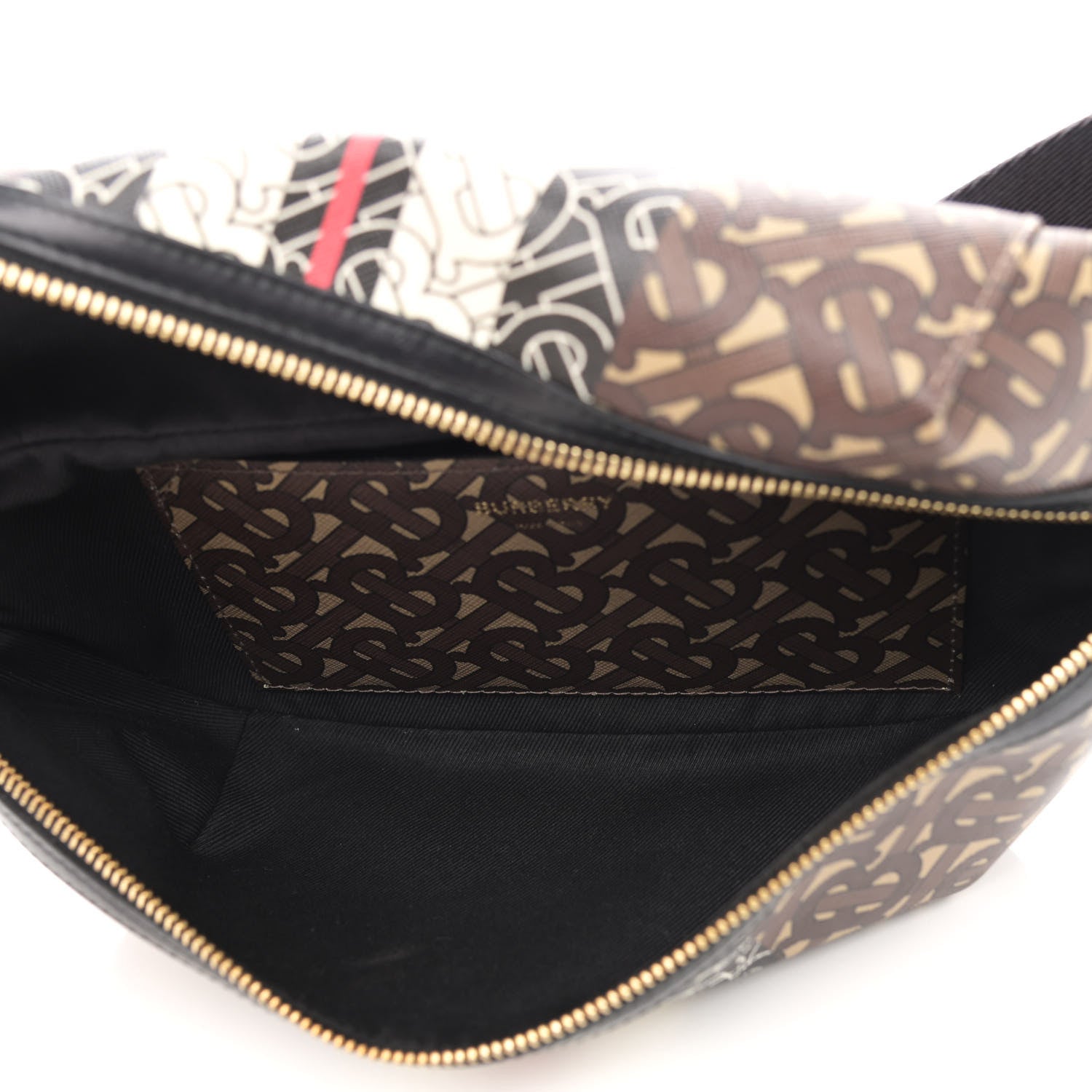 Burberry E-Canvas Monogram Stripe Medium Sonny Bum Bag Bridle Brown 5 of 9