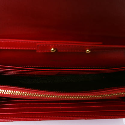 Saint Laurent Grain De Poudre Matelasse Chevron Monogram Chain Wallet New Red 5 of 5