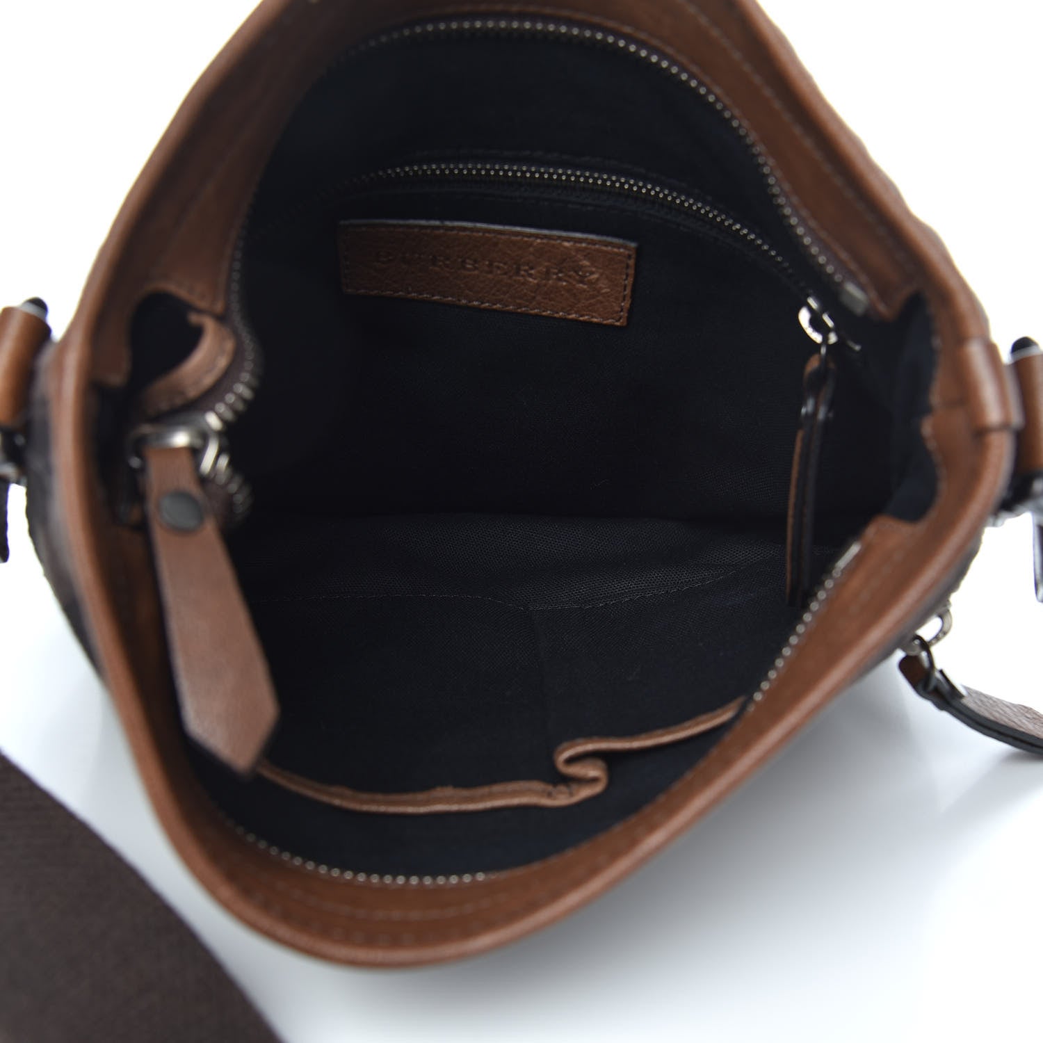 Burberry Overdyed Canvas House Check Flat Crossbody Messenger Bag Dark Brown 5 of 11