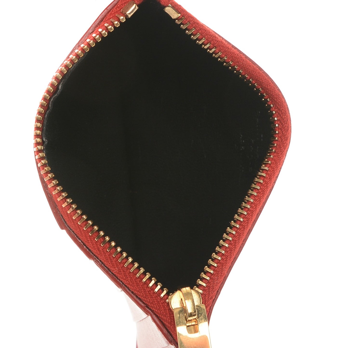 Calfskin 5 Fragments Zip Pouch Card Holder New Red