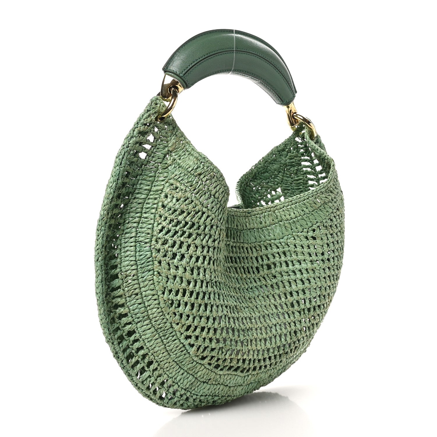 Chloe Raffia Calfskin Summer Banana Hobo Tea Leaf Green 2 of 9