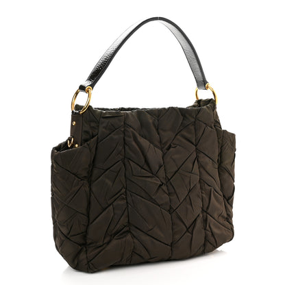 Prada Tessuto Nylon Chevron Quilted Shoulder Bag Brown 2 of 9