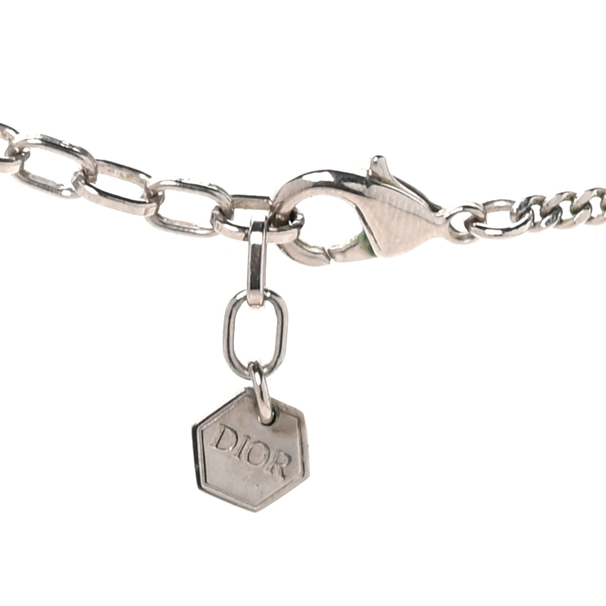 Christian Dior Resin Logo Necklace Silver Turquoise 4 of 4
