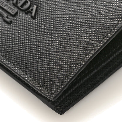 Prada Saffiano Shine Monochrome Bi-Fold Wallet Black 8 of 8
