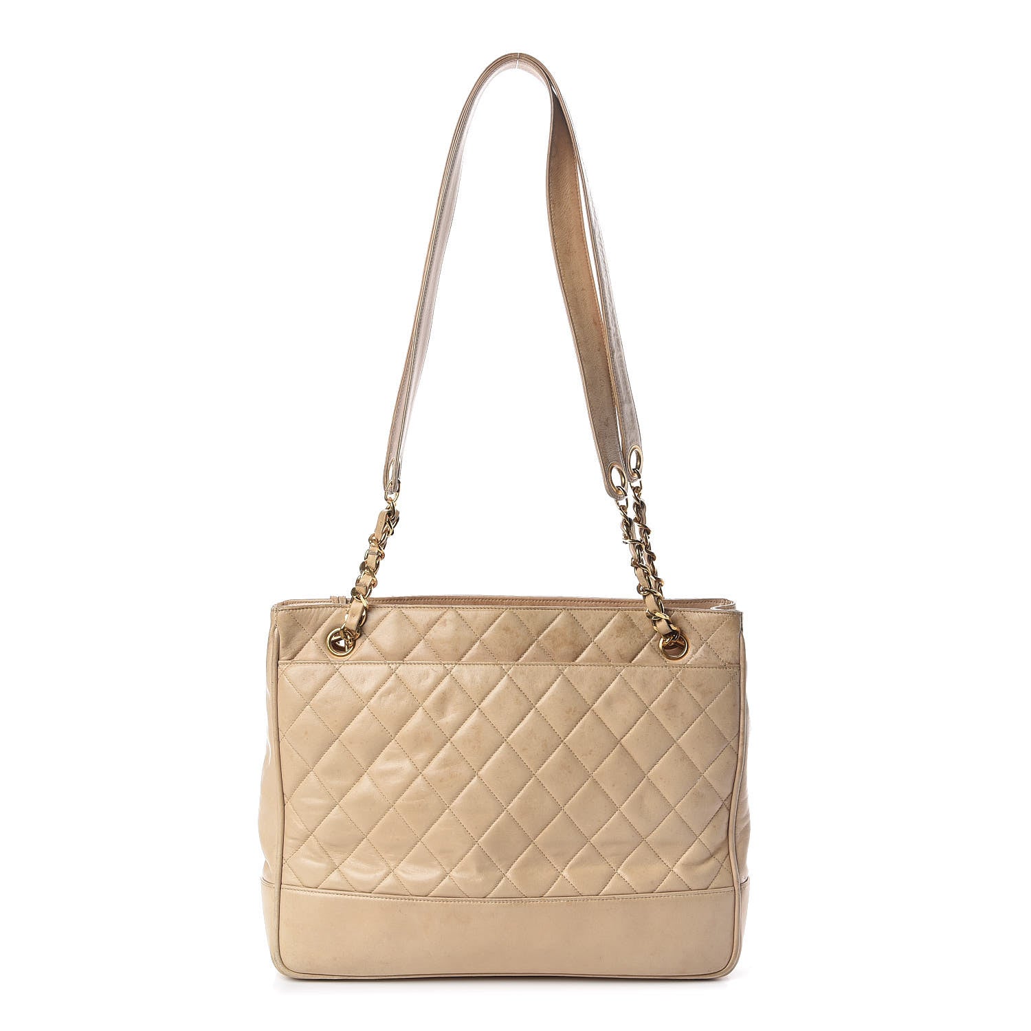 Chanel Lambskin Quilted Shopping Tote Beige 1 of 17