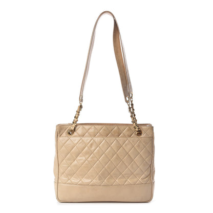 Chanel Lambskin Quilted Shopping Tote Beige 1 of 17