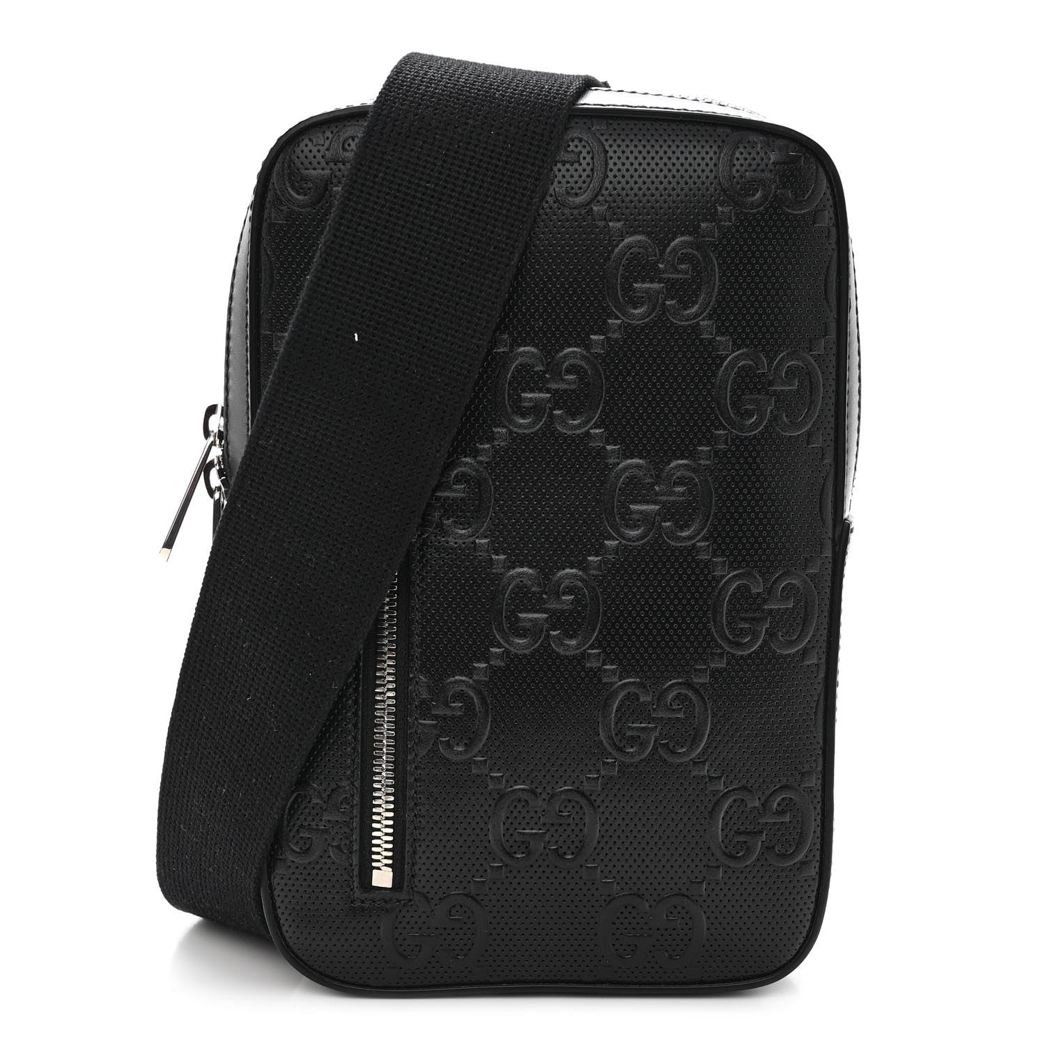 Gucci Calfskin GG Tennis Embossed Sling Backpack Black 1 of 9