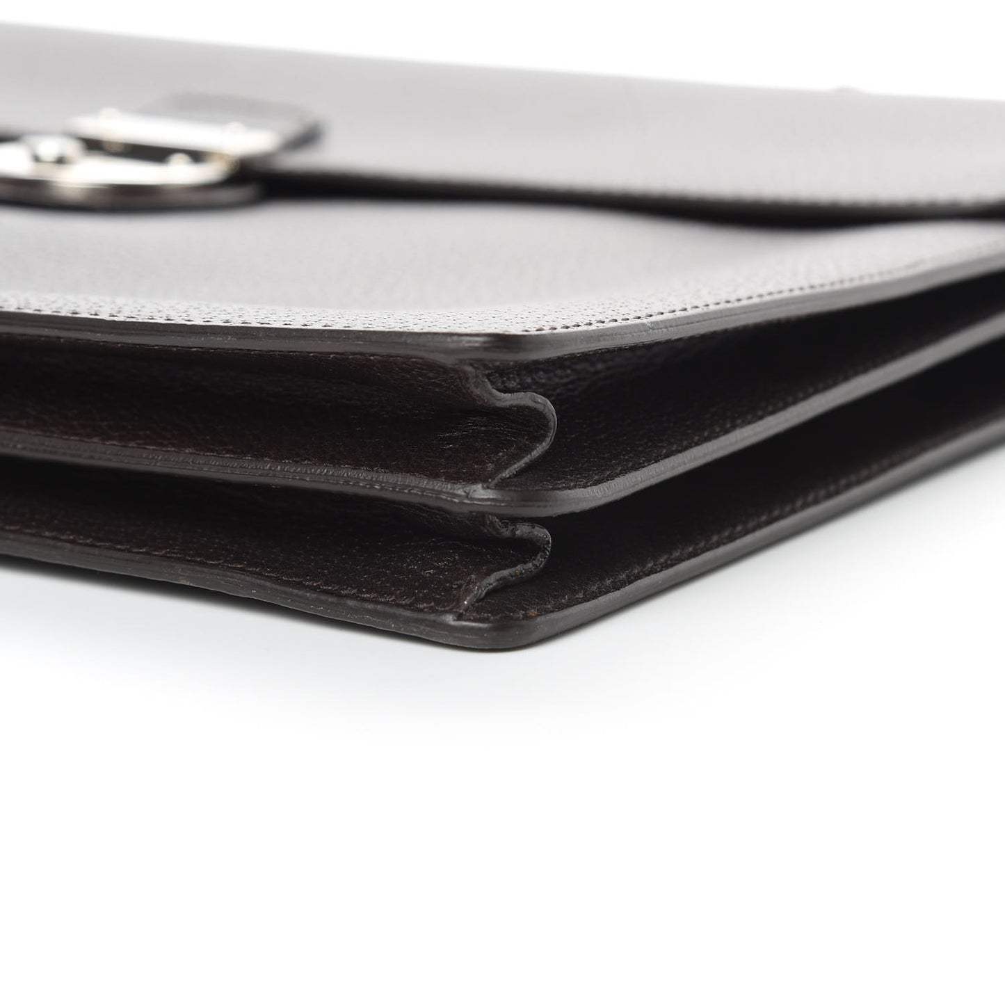 Calfskin Flap Briefcase Brown