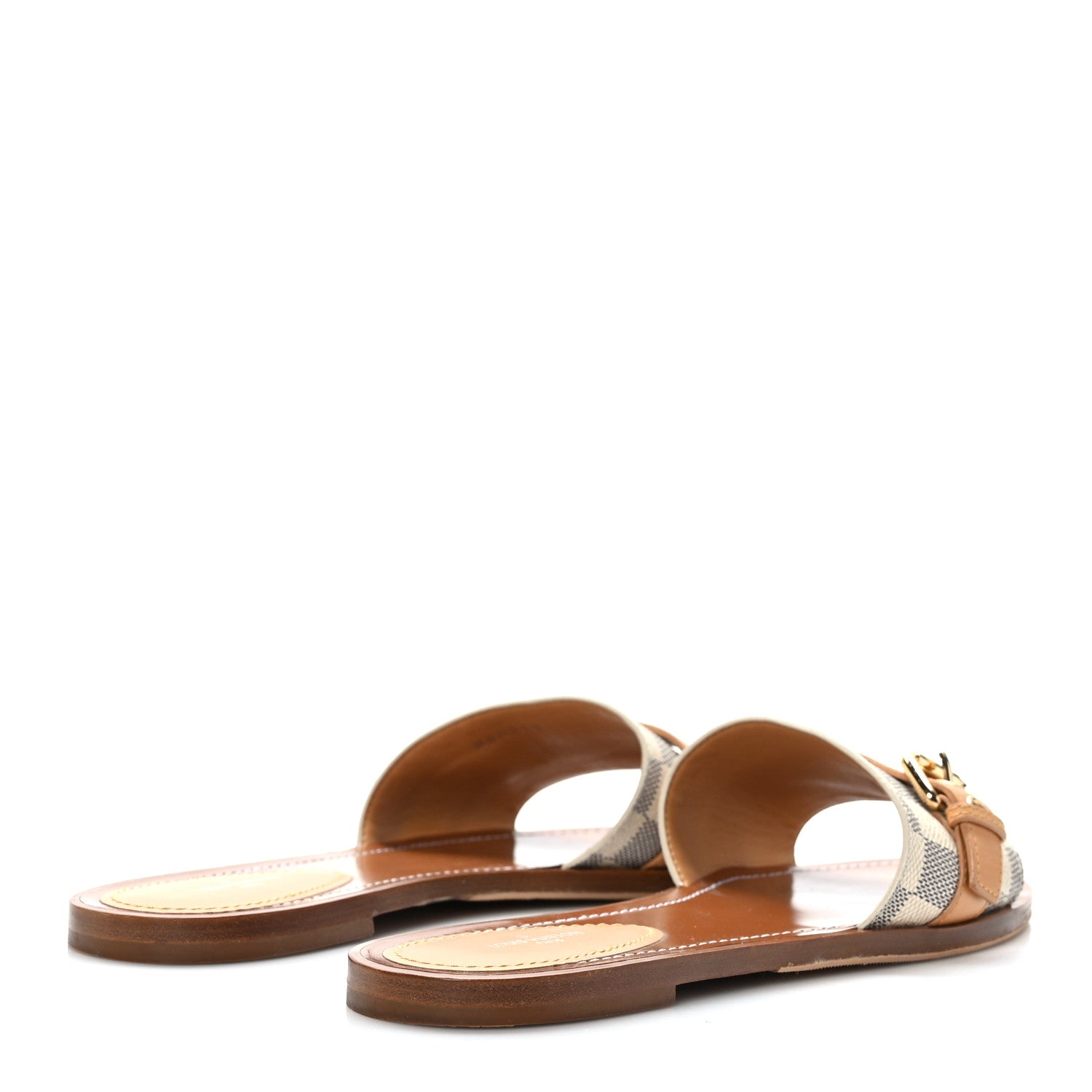 Louis Vuitton Damier Azur Vachetta Lock Flat Mule 41 4 of 8