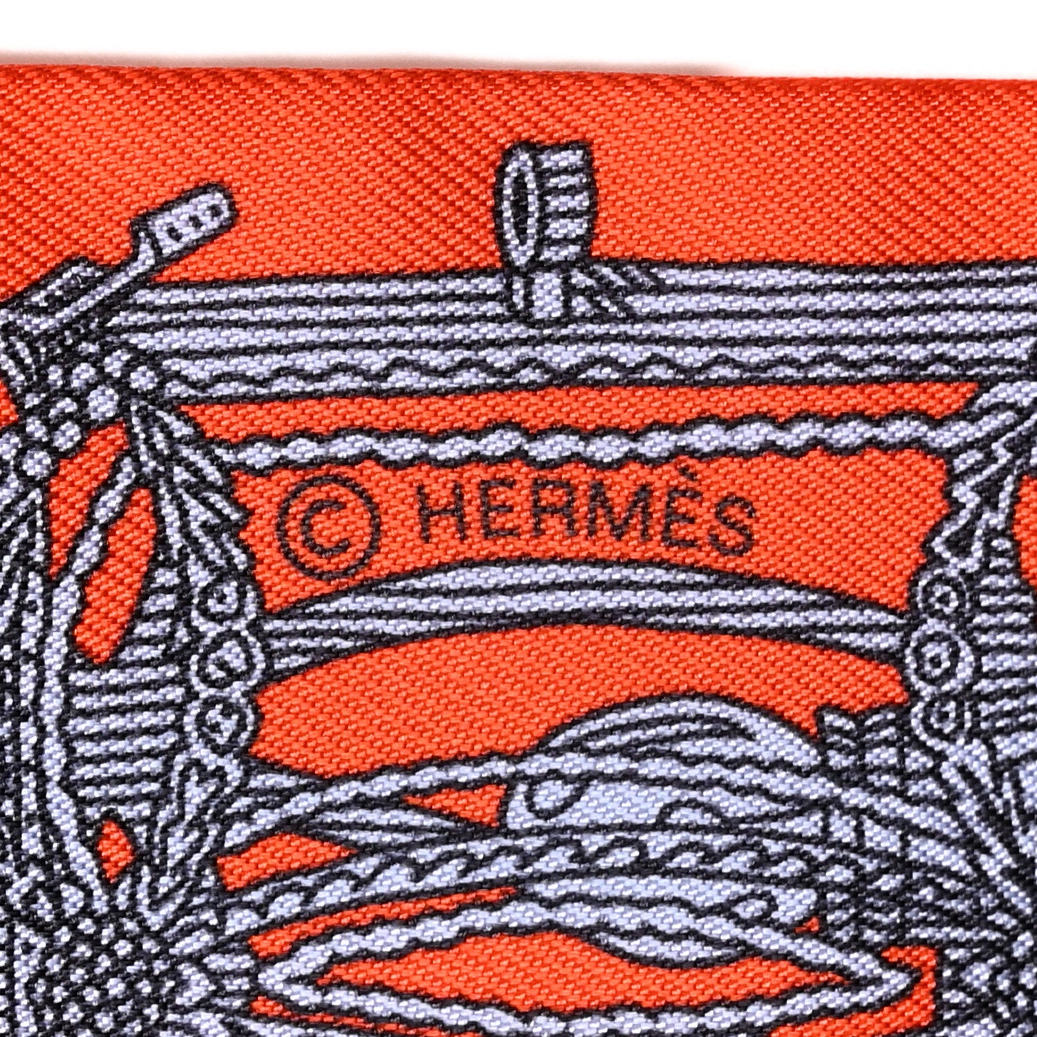 Hermes Silk Merveilleuses Lanternes Twilly Orange Cobalt Gris Bleuete Orange Cobalt Gris Bleuete 4 of 5