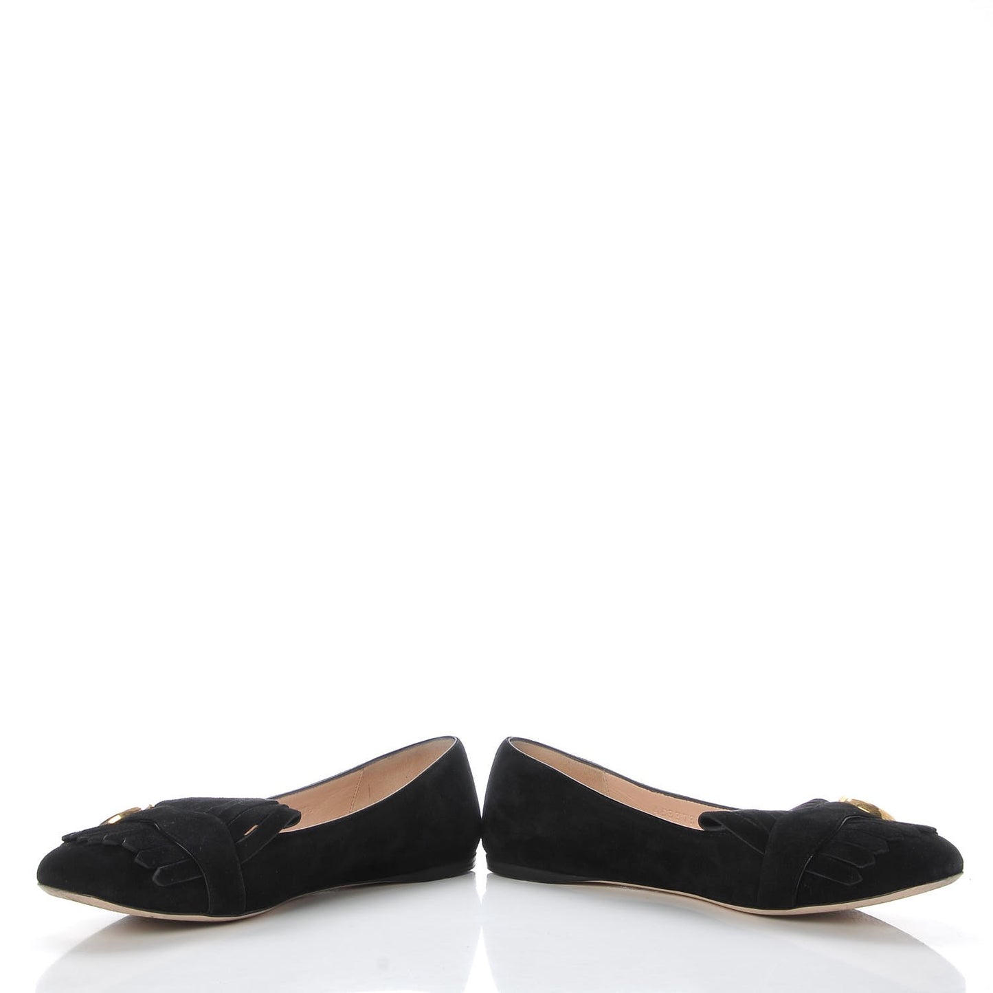 Kid Scamosciato GG Marmont Fringe Flats 37.5 Black