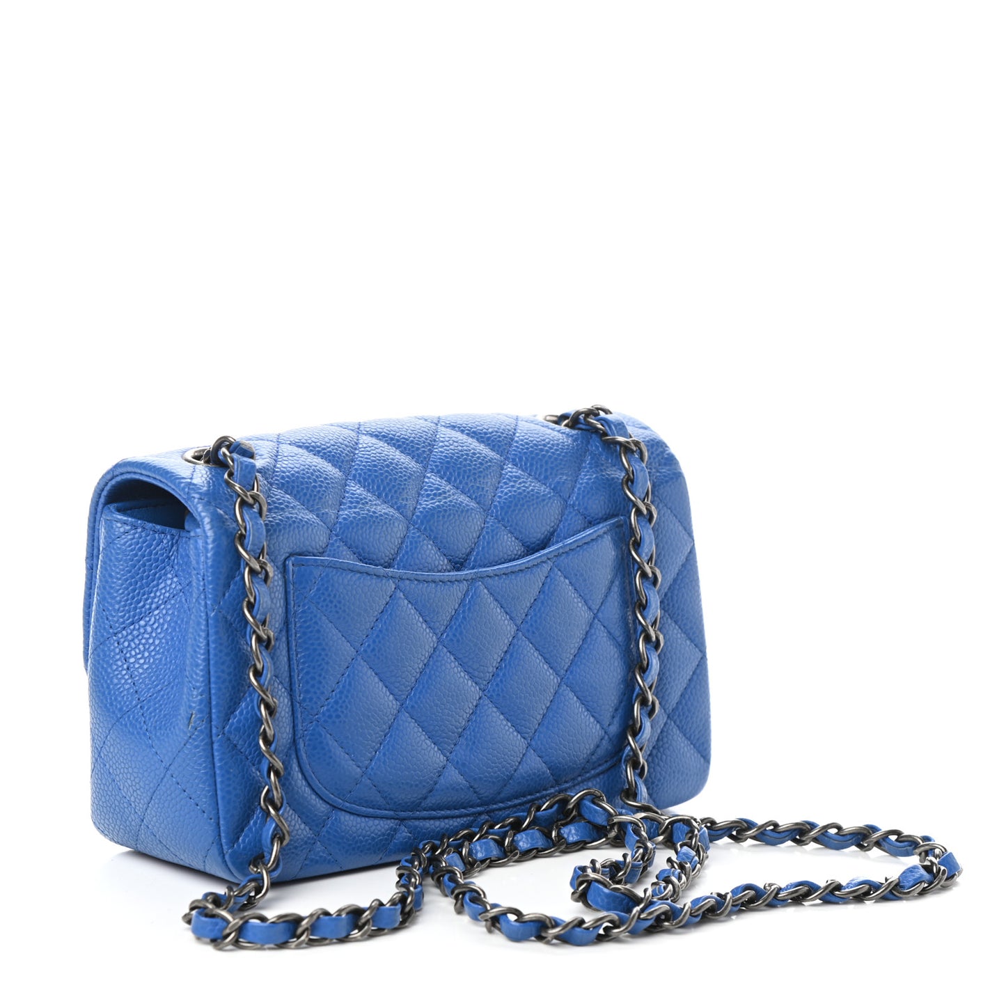 Caviar Quilted Mini Rectangular Flap Blue