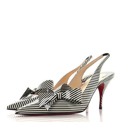 Christian Louboutin Patent Stripes Clare Nodo 80 Pumps 40 Jeans White 4 of 8